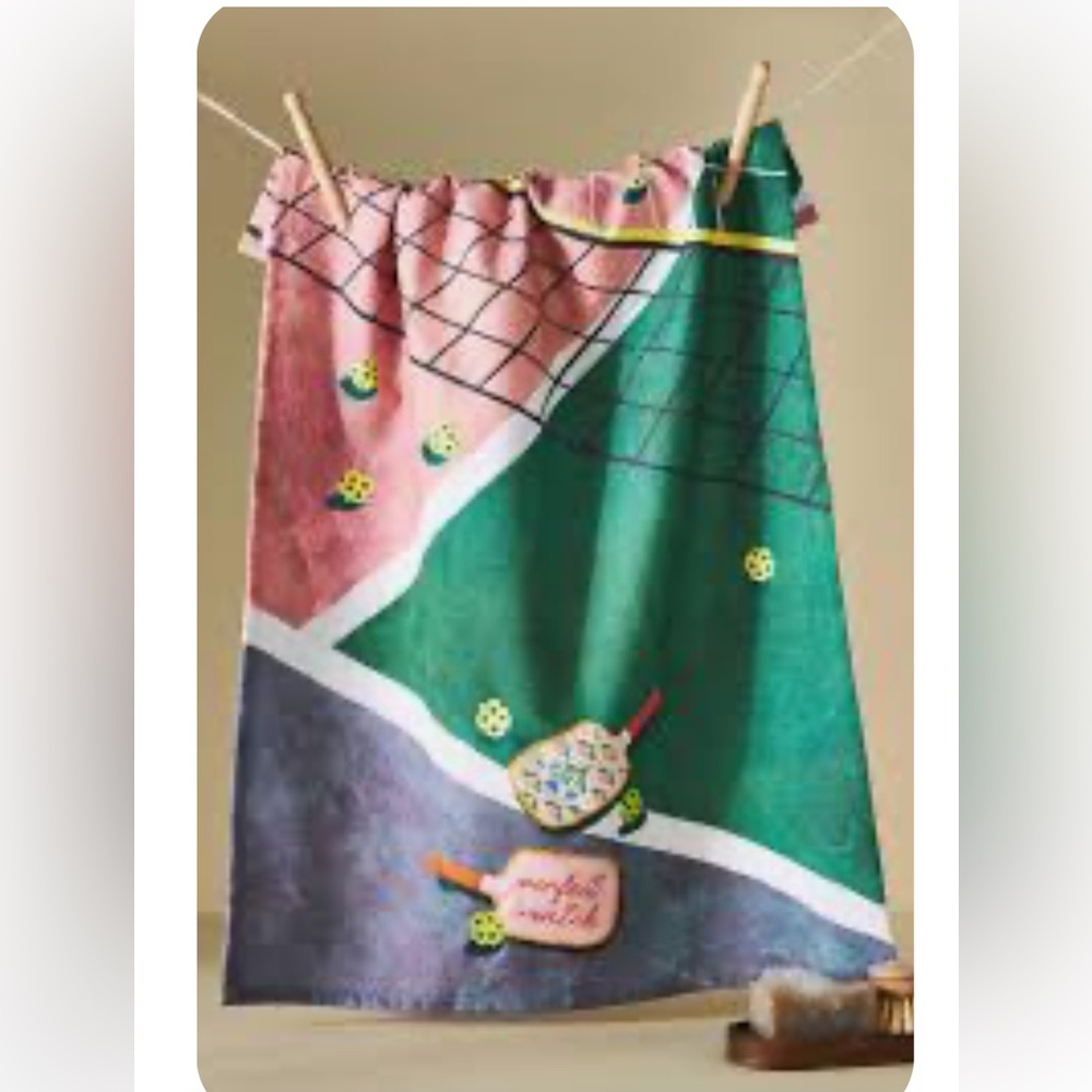 Pickleball Dish Towel Anthro 28”x21” Vibrant Colors. Great gift